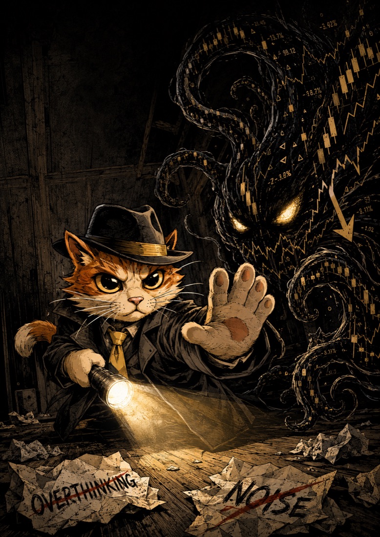Snowy the detective holding back the chart monster
